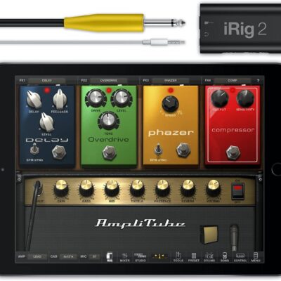IK Multimedia iRig 2 portable guitar audio interface, lightweight audio adapter for iPhone and iPad with instrument input and headphone/amplfier outs