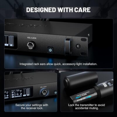 Phenyx Pro UHF Smart Wireless Microphone System, Dual Cordless Mics w/Auto Scan&Sync, Adaptive RF Power, Talkback Function, 2×100 Freq, 328 ft, Dynamic Microphones for Live Show, Event (PTI-2)