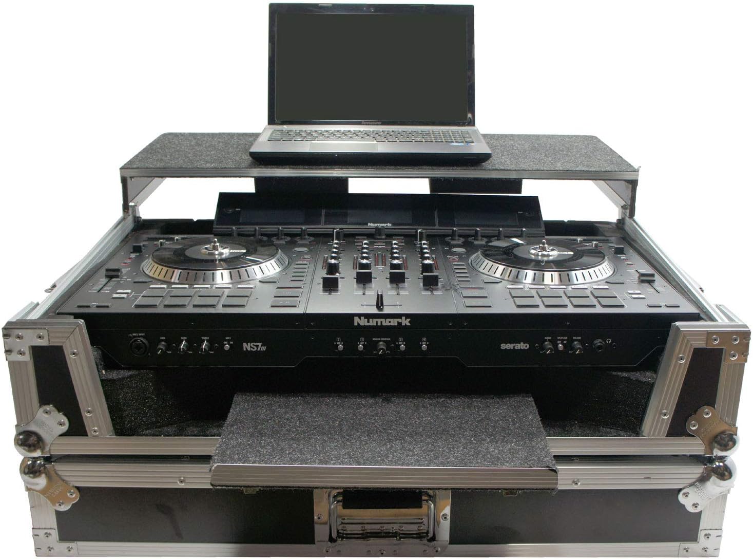 Harmony Audio HCNS7IIWLTTR Flight Glide Laptop Stand Road DJ Custom Case Compatible with Numark NS7III