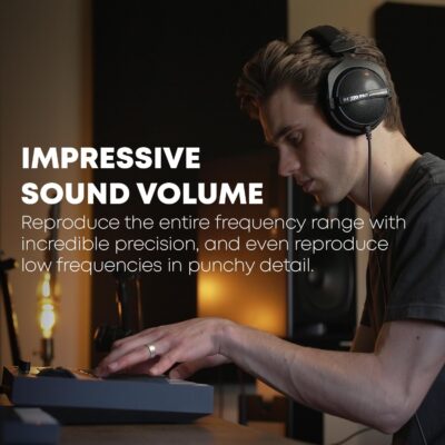 71dPwrwn2vL. AC SL1500 beyerdynamic DT 770 PRO, 80 Ohm, Closed Back, Over Ear, Wired Professional Studio Headphones, Home Recording, Podcast, Monitor, 3m Straight Cable, Black with Limited Edition Black Velour Ear Pads