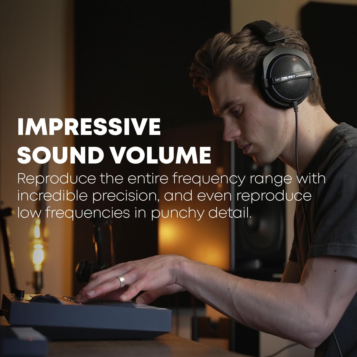 beyerdynamic DT 770 PRO, 80 Ohm, Closed Back, Over Ear, Wired Professional Studio Headphones, Home Recording, Podcast, Monitor, 3m Straight Cable, Black with Limited Edition Black Velour Ear Pads