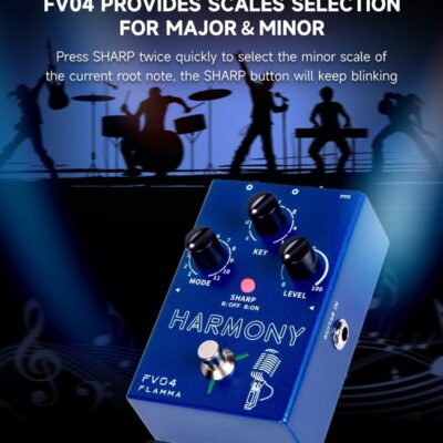 FLAMMA FV04 Vocal Harmony Pedal Vocal Effects Processor Stompbox Voice Mic Harmonizer with Reverb 12 Pitches with 11 Different Harmony Modes All-In-One for Singer and Guirist Singing Recording