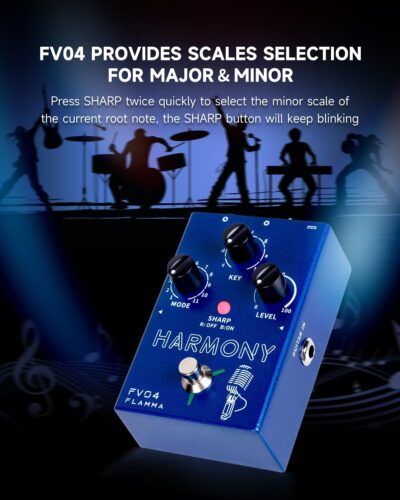 FLAMMA FV04 Vocal Harmony Pedal Vocal Effects Processor Stompbox Voice Mic Harmonizer with Reverb 12 Pitches with 11 Different Harmony Modes All-In-One for Singer and Guirist Singing Recording
