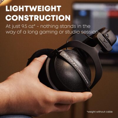 71eCXTy9k3L. AC SL1500 beyerdynamic DT 770 PRO, 80 Ohm, Closed Back, Over Ear, Wired Professional Studio Headphones, Home Recording, Podcast, Monitor, 3m Straight Cable, Black with Limited Edition Black Velour Ear Pads