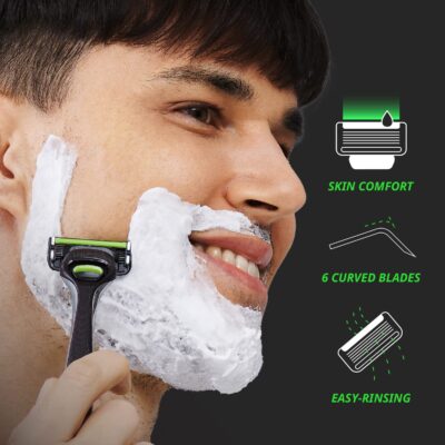 Dorco Pace 6 Pro – Six Blade Razor System with Trimmer – 10 Pack (1 Handle + 10 Cartridges)
