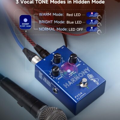 FLAMMA FV04 Vocal Harmony Pedal Vocal Effects Processor Stompbox Voice Mic Harmonizer with Reverb 12 Pitches with 11 Different Harmony Modes All-In-One for Singer and Guirist Singing Recording