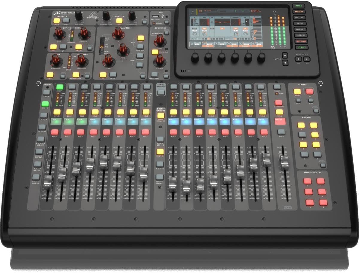 X32 Compact 40-Input 25-Bus Digital Mixing Console with 16 Programmable Midas Preamps, 17 Motorized Faders with Value Series XLR M to F Professional Microphone Cable – 25 (4pcs)