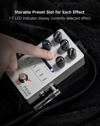 71gc6zcpPmL. AC SL1500 FLAMMA FS02 Reverb Pedal Stereo Guitar Effects with 7 Storable Preset Slots 7 Reverb Effects Room Hall Church Cave Plate Spring Mod True Bypass Trail On