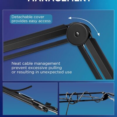 71h4BU1p0BL. AC SL1500 InnoGear Mic Boom Arm Microphone Stand Cable Management for Blue Yeti FIFINE AM8 K669B HyperX QuadCast S SoloCast AT2020 Shure SM7B MV7 and Other Microphone
