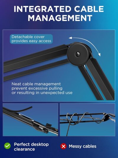 71h4BU1p0BL. AC SL1500 InnoGear Mic Boom Arm Microphone Stand Cable Management for Blue Yeti FIFINE AM8 K669B HyperX QuadCast S SoloCast AT2020 Shure SM7B MV7 and Other Microphone