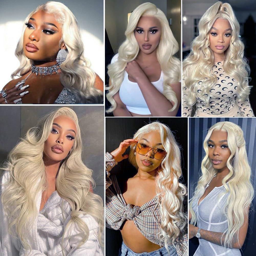 #88 Platinum Blonde Bundles Body Wave Bundles Human Hair 26 28 30 Inch Platinum Blonde Body Wave Bundle Unprocessed Brazilian Virgin Weave Hair 3 Bundle 50 Gram Per Bundle for Women