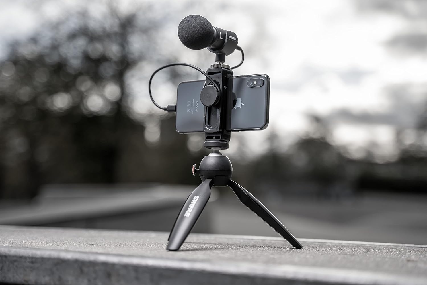 Shure MV88+ Video Kit Digital Stereo Condenser Microphone for iPhone, Android, Mac & PC – Portable Recording Mic with DSP Controls, Headphone Monitoring & Tripod, Black