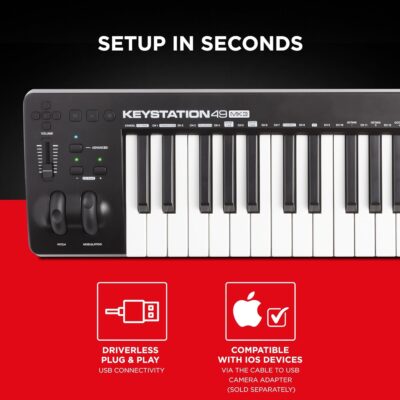 M-AUDIO Keystation 49 MK3 – Synth Action 49 Key USB MIDI Keyboard Controller with Assignable Controls, Pitch and Mod Wheels, and Software Included