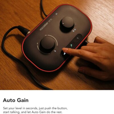 Focusrite Vocaster One — Podcasting Interface for Recording as a Solo Creator. Use Auto Gain, Enhance, and Mute for Easy Podcasting. Small, Lightweight, and Powered by Computer
