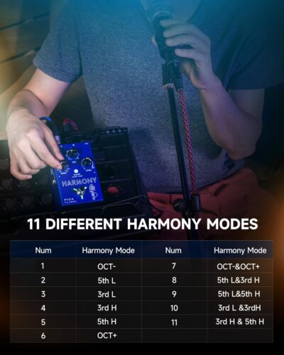 FLAMMA FV04 Vocal Harmony Pedal Vocal Effects Processor Stompbox Voice Mic Harmonizer with Reverb 12 Pitches with 11 Different Harmony Modes All-In-One for Singer and Guirist Singing Recording