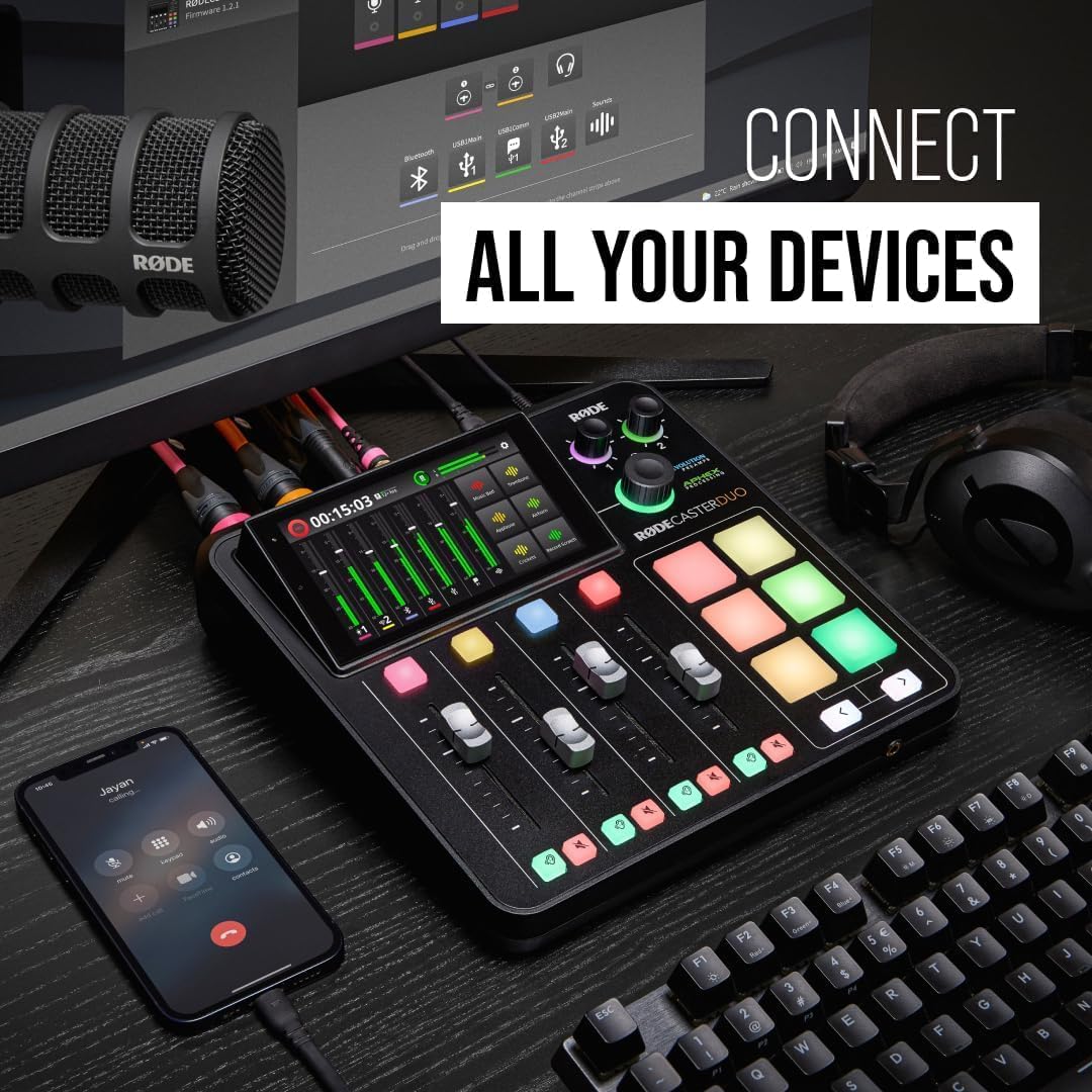 Rode RODECaster Duo Streaming Mixer (Black) with RODECaster Duo Cover and 32GB microSD Card