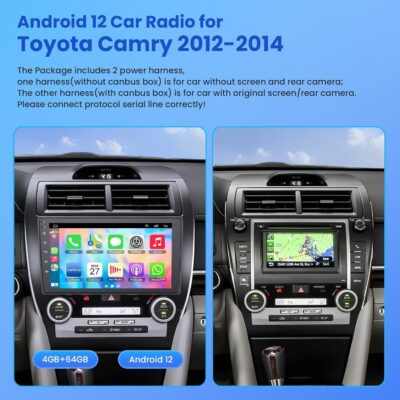 (8Core + 64GB) 10.2 Inch QLED Touch Screen Car Radio for Toyota Camry 2012 2013 2014 with Carplay and Android Auto,Android 13 Camry Stereo Support Bluetooth,WiFi,GPS,FM Radio,Backup Camera & SWC