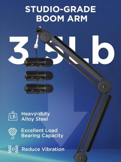 71mmoGiPsiL. AC SL1500 InnoGear Mic Boom Arm Microphone Stand Cable Management for Blue Yeti FIFINE AM8 K669B HyperX QuadCast S SoloCast AT2020 Shure SM7B MV7 and Other Microphone