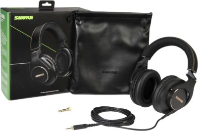 Shure SRH840A Professional Over-Ear Wired Studio Headphones for Recording, Mixing & Monitoring – Closed-Back Circumaural Design with Detachable Cable, Black