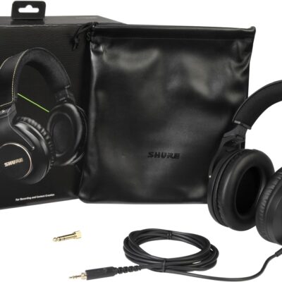 Shure SRH840A Professional Over-Ear Wired Studio Headphones for Recording, Mixing & Monitoring – Closed-Back Circumaural Design with Detachable Cable, Black