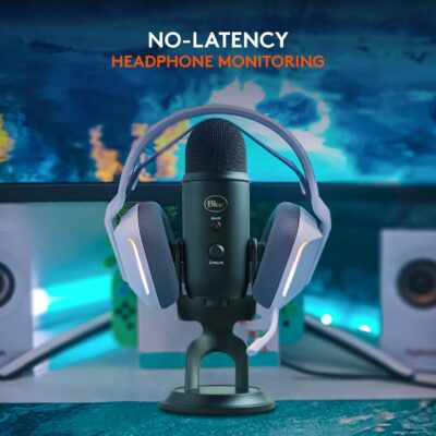 Logitech Creators Blue Yeti USB Microphone for PC, Mac, Gaming, Recording, Streaming, Podcasting, Studio and Computer Condenser Mic with Blue VO!CE effects, 4 Pickup Patterns, Plug and Play – Blackout