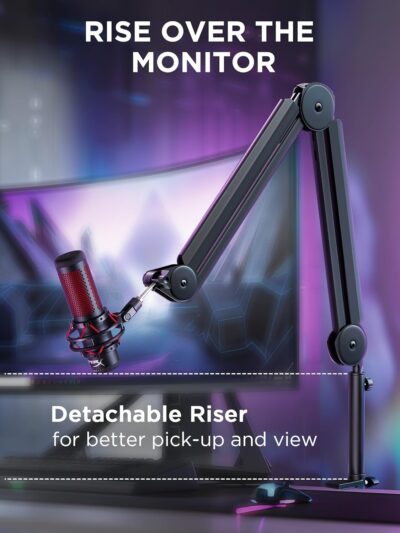 71nw2G2wInL. AC SL1500 InnoGear Mic Boom Arm Microphone Stand Cable Management for Blue Yeti FIFINE AM8 K669B HyperX QuadCast S SoloCast AT2020 Shure SM7B MV7 and Other Microphone