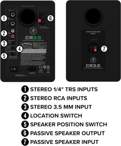 71o8kAgJQXL. AC SL1500 Mackie CR3.5BT 3.5 Creative Reference Powered Studio Monitors with Bluetooth, Tone Knob and Location Switch — Active Speakers for Music Production, Desktop Computer, Gaming, HiFi Listening
