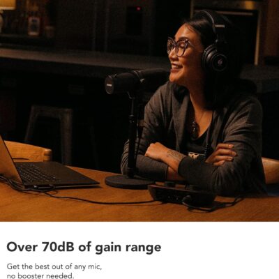Focusrite Vocaster One — Podcasting Interface for Recording as a Solo Creator. Use Auto Gain, Enhance, and Mute for Easy Podcasting. Small, Lightweight, and Powered by Computer