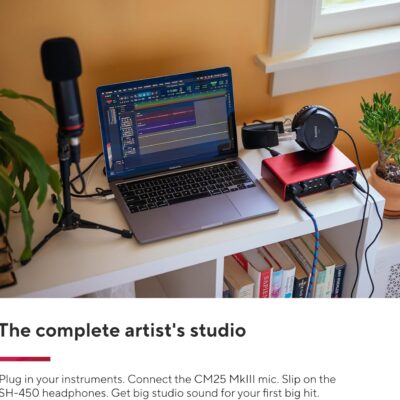 Focusrite Scarlett 2i2 Studio 4th Gen USB Audio Interface Bundle for the Songwriter with Condenser Microphone and Headphones for Recording, Streaming, and Podcasting