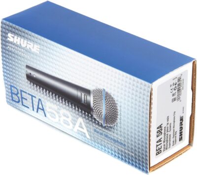 71pTNGpQ8xL. AC SL1500 Shure Beta 58A Supercardioid Vocal Microphone & Pig Hog Black & White Woven Mic Cable, 20ft XLR – Bundle
