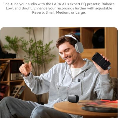 Hollyland Lark A1 Wireless Mini Microphone for iPhone & Android, 48kHz/24-bit, 3-Level Intelligent Noise Cancel, Microphone for YouTube, Podcast, Vlogging (Black, 2TX + 2RX + Charging Case)