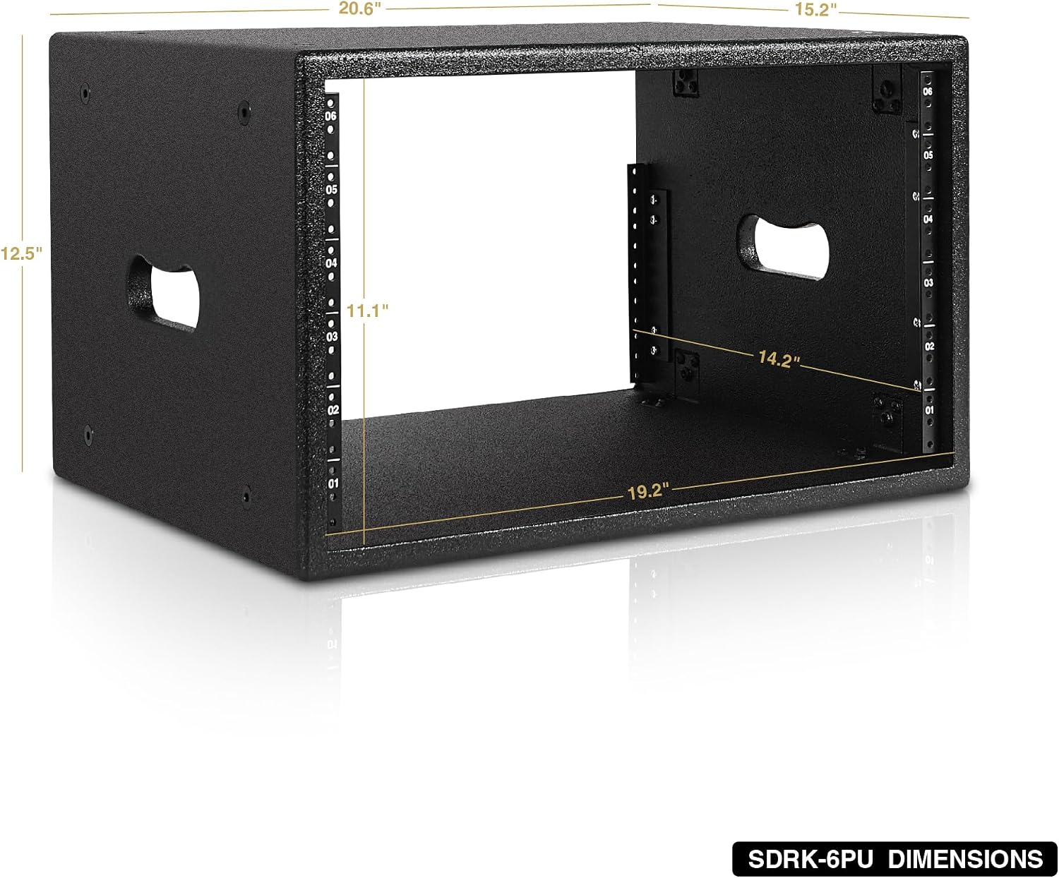 Sound Town 6U Studio Rack with 6-Space, Heavy-Duty 0.7 (18mm) Baltic Birch Plywood with Polyurea Coating, for Recording Room, Home Studio (SDRK-6PU)