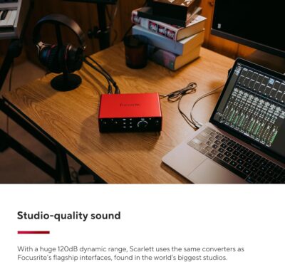 71rtiZPYbkL. AC SL1500 1781169863 5823 Focusrite Scarlett 4i4 4th Gen USB Audio Interface, for Musicians, Songwriters, Guitarists, Content Creators — High-Fidelity, Studio Quality Recording, and All the Software You Need to Record