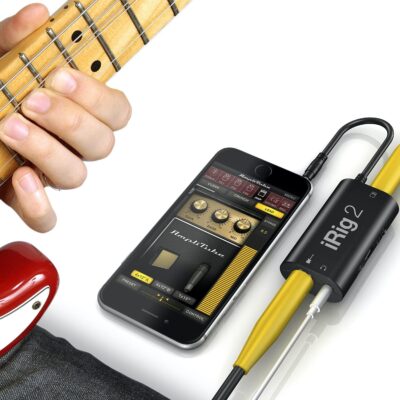 IK Multimedia iRig 2 portable guitar audio interface, lightweight audio adapter for iPhone and iPad with instrument input and headphone/amplfier outs