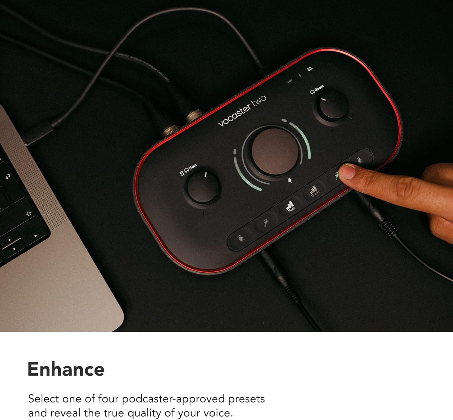 Focusrite Vocaster Two Studio — Podcasting Interface for Recording Host & Guest, with Professional Quality Vocaster DM14v Dynamic Microphone & HP60v Headphones. 2 Mic Inputs & Headphone Outputs