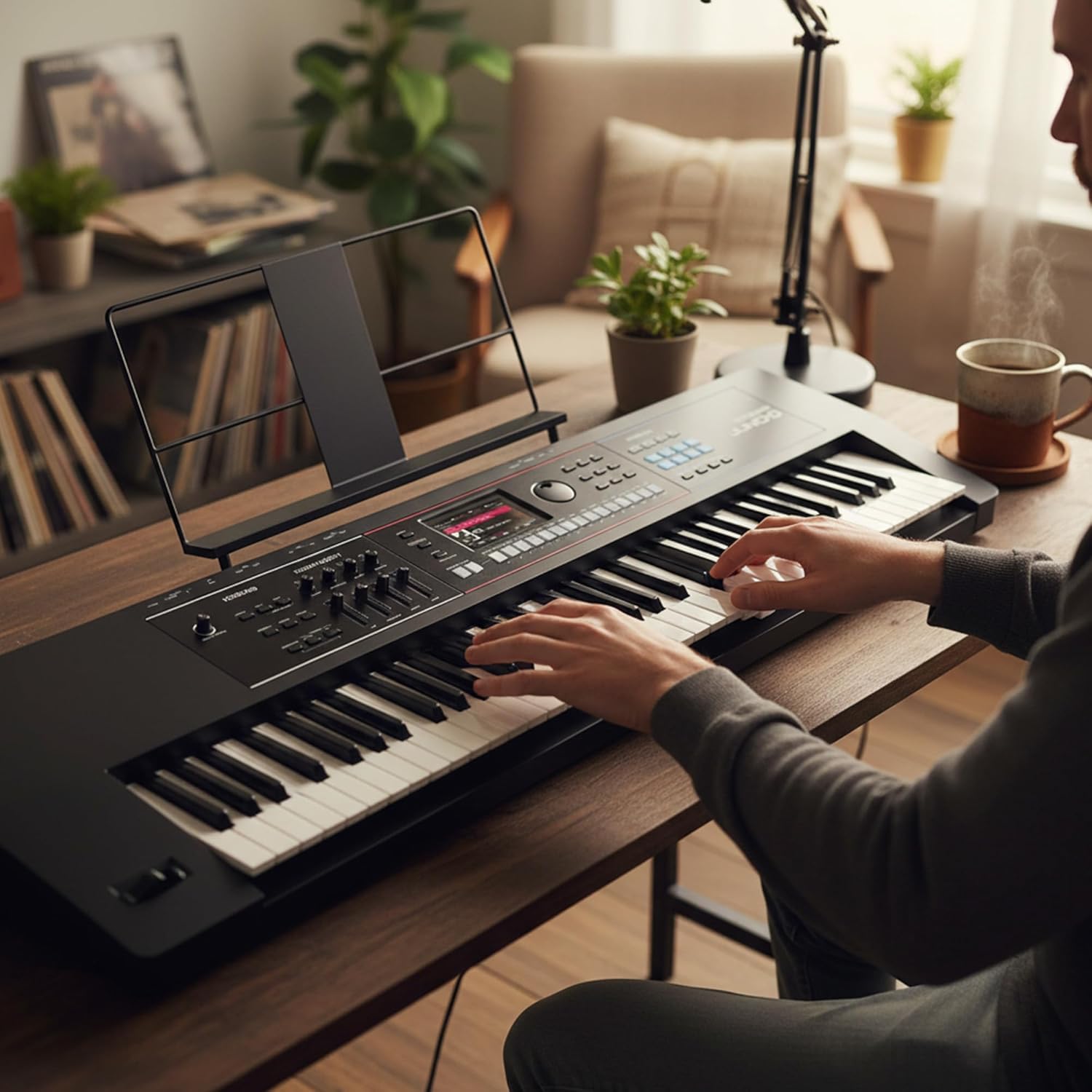 Roland JUNO-D8 Synthesizer Bundle with Adjustable Stand, Bench, Sustain Pedal, Cover, Austin Bazaar Instructional Video, and Polishing Cloth
