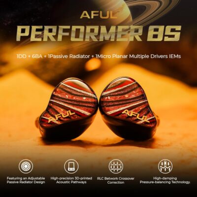 HiFiGo AFUL Performer 8S in-Ear Monitors, 8-Driver Professional IEM with Tunable Bass & Impedance, Gaming Earbuds with 0.78mm Detachable Cable, Hi-Res Audio Earphones for Audiophiles(3.5mm Jack)