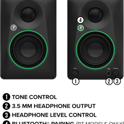 71ta2qBDrrL. AC SL1500 Mackie CR3.5BT 3.5 Creative Reference Powered Studio Monitors with Bluetooth, Tone Knob and Location Switch — Active Speakers for Music Production, Desktop Computer, Gaming, HiFi Listening
