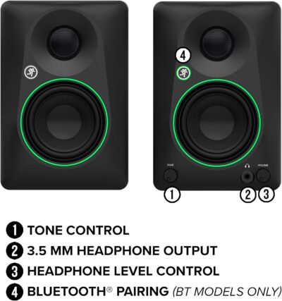 71ta2qBDrrL. AC SL1500 Mackie CR3.5BT 3.5 Creative Reference Powered Studio Monitors with Bluetooth, Tone Knob and Location Switch — Active Speakers for Music Production, Desktop Computer, Gaming, HiFi Listening