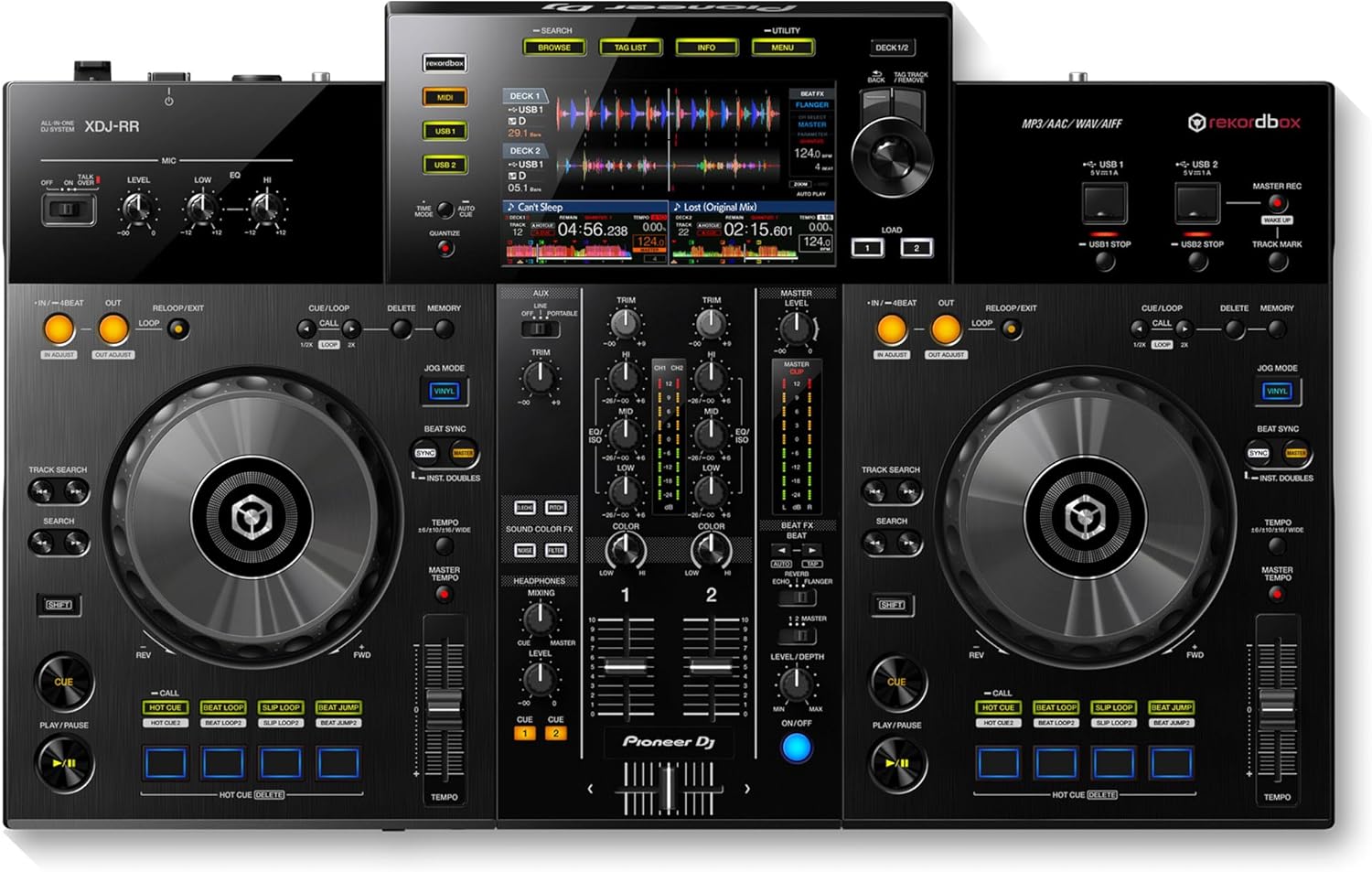 Pioneer XDJ-RR 2-Channel All-in-One DJ System – Black Bundle with Case, Headphones, and Austin Bazaar Polishing Cloth