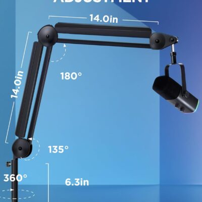 71vLs2QC3DL. AC SL1500 InnoGear Mic Boom Arm Microphone Stand Cable Management for Blue Yeti FIFINE AM8 K669B HyperX QuadCast S SoloCast AT2020 Shure SM7B MV7 and Other Microphone