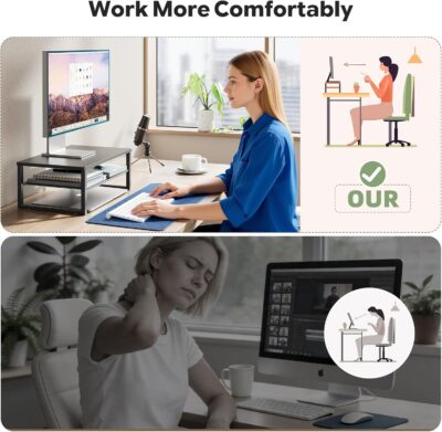 71vm3N4lFYL. AC SL1500 Ekisemio 2-Tier Computer Monitor Stand Riser, Desk Organizer for Monitor, Black