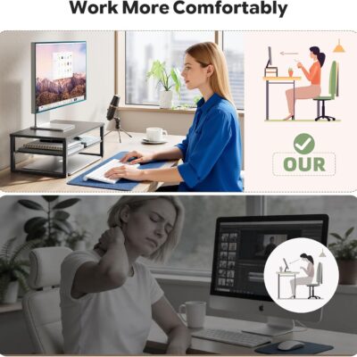 71vm3N4lFYL. AC SL1500 Ekisemio 2-Tier Computer Monitor Stand Riser, Desk Organizer for Monitor, Black