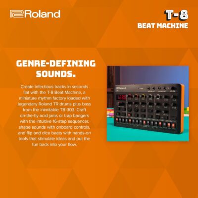 71xSvxfnDRL. AC SL1500 1781147559 7125 Roland AIRA Compact T-8 BEAT MACHINE | Ultra-Portable Rhythm and Bass Machine with Genuine Roland Sounds | TR-REC Drum Sequencer | Six Rhythm Tracks | Built-in Effects | USB and MIDI Connectivity