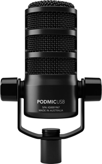 Rode PodMic USB Dynamic Broadcast Microphone Bundle with BOOMARM1 Desktop Boom Arm and 10-Foot XLR Cable — Cardioid USB-C Studio Mic with APHEX DSP for Podcasting, Streaming, Voice Over