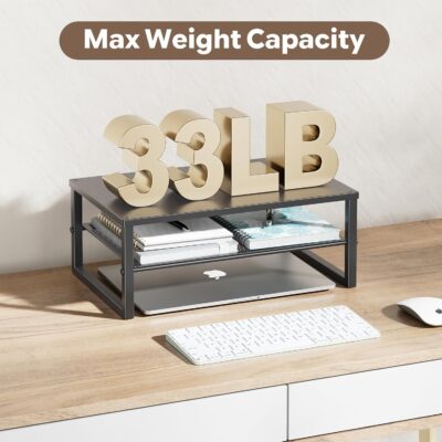 71y4LrzXmiL. AC SL1500 Ekisemio 2-Tier Computer Monitor Stand Riser, Desk Organizer for Monitor, Black