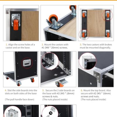Movable AV Gear Rack 8U 19in Mobile Floor Standing Network Device Storage Cabinet Stand – Audio Stereo Studio DJ Equipment Rack Server IT Data Devices Storage Cabinet Enclosure with Castors