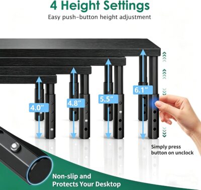 811hWQj6UL. AC SL1500 OPNICE Desk Organizers and Accessories, Adjustable Computer Monitor Stand Riser, Laptop Stand for Desk, Office Desk Accessories & Workspace Organizers for Home Office, Black Wood