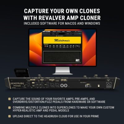 HeadRush Prime – Guitar and Vocal Multi Effects Pedal and Amp Modeling Processor with Amp Cloner, Antares Auto-Tune, WiFi, Touchscreen, Looper and Bluetooth