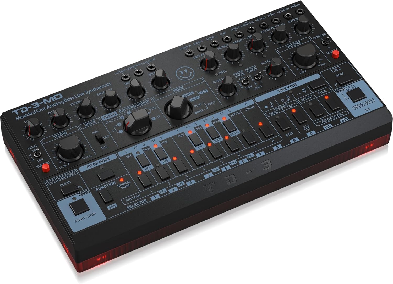 Behringer TD-3-MO Modded Out Analog Bass Line Synthesizer with VCO, VCF and VCA – Black
